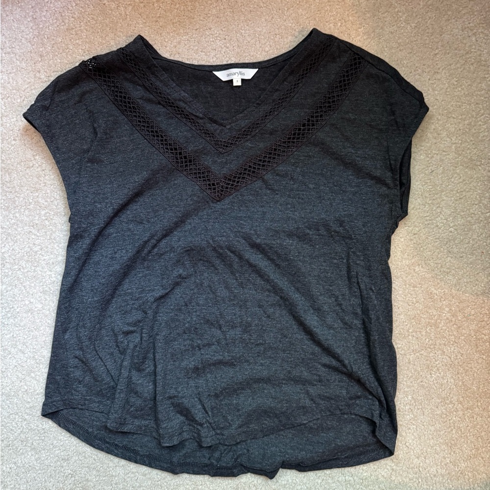 Amaryllis Charcoal Short Sleeve Top